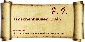 Hirschenhauser Iván névjegykártya